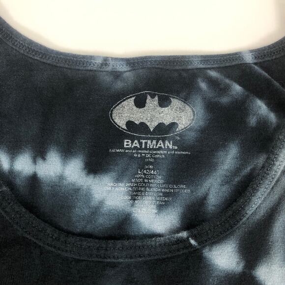 DC Comics Batman Logo Black Gray Tie Dye 100% CottonTank Top Mens Size L (42/44) - Picture 6 of 7